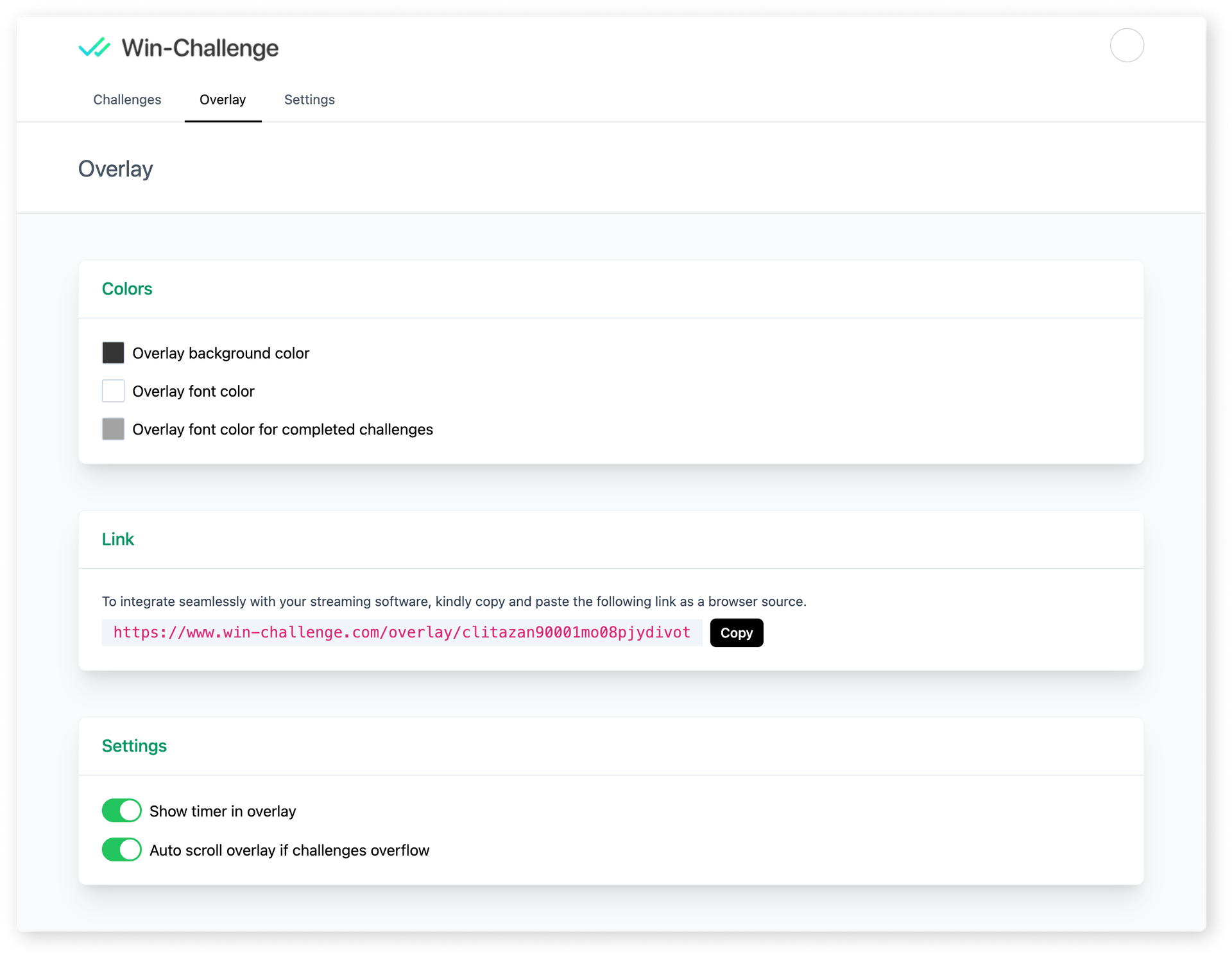 Create win challenges for your stream with ease | win-challenge.com